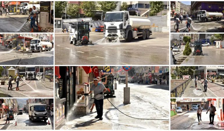Gümüşhane’de yaz temizliği: Caddeler köpükle yıkanıyor