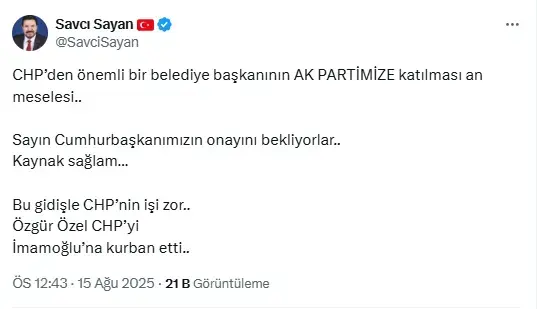 CHP'den önemli bir belediye başkanı daha AK Parti'ye katılacak iddiası: Kaynak sağlam