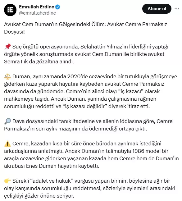 Gözaltına alınan avukat Cem Duman gizemli kazayla gündemde