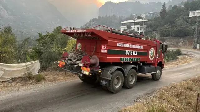 Kara yolunda araçta çıkan yangın ormanlık alana sıçradı
