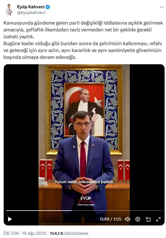 Kütahya Belediye Başkanı, AK Parti'ye geçeceği iddiasını yalanladı