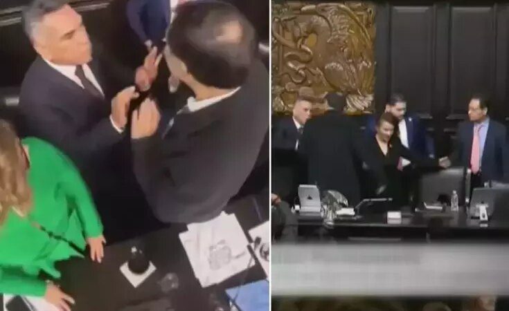 Meksika Senatosu’nda kavga! Muhalefet lideri başkana yumruk attı