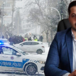 GÜMÜŞHANE'DE BUZLU YOLDA YOKUŞ AŞAĞI KAYAN ARAÇLAR KAMERADA