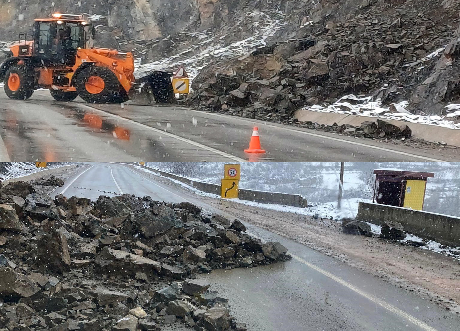 GÜMÜŞHANE'DE HEYELAN KARAYOLUNU KAPATTI