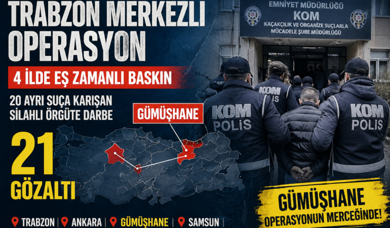 Gümüşhane’ye Uzanan Operasyon: 4 İlde Eş Zamanlı Baskın