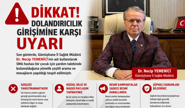 Dr. Necip Yemenici’nin Adı Kullanılarak Yapılan Dolandırıcılık Girişimine Dikkat