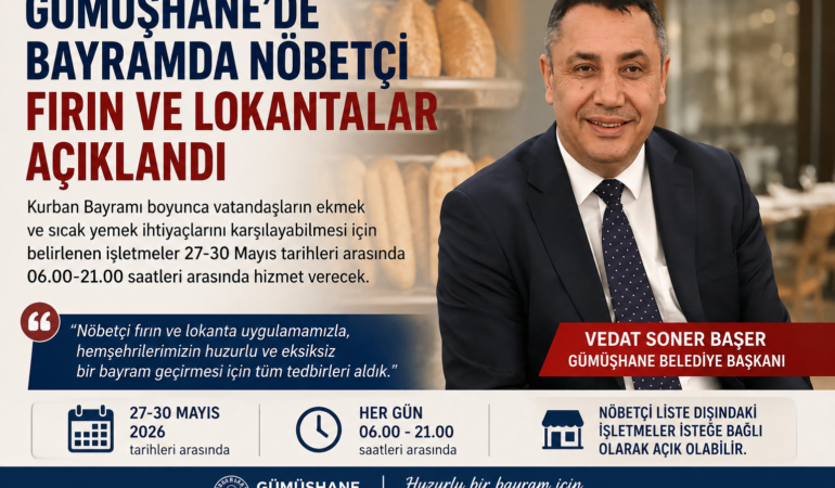 Kurban Bayramı’nda Nöbetçi Fırın ve Lokantalar Açıklandı