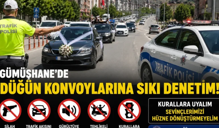 Gümüşhane’de Düğün Konvoylarına Sıkı Denetim Uyarısı